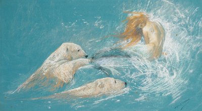 A Mermaid and Polar Bears by Arthur Wardle