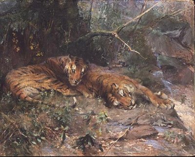 Tigers Resting by a Stream by Arthur Wardle
