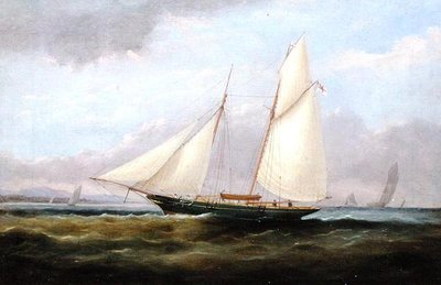 A Schooner Yacht under Easy Sail, with Her Foresail Lowered by Arthur Wellington Fowles