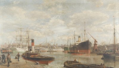 A Glimpse in 1920 of the Royal Edward Dock, Avonmouth by Arthur Wilde Parsons
