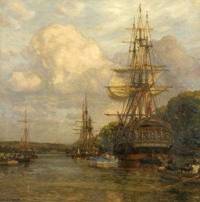 Privateers Tied Up at Hungroad in the Early 19th Century by Arthur Wilde Parsons