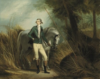 A Gentleman Wild Boar-Hunting in an Indian Landscape by Arthur William Devis