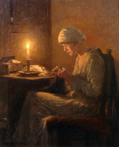 Needlework by Candlelight by Arthur Winter Shaw