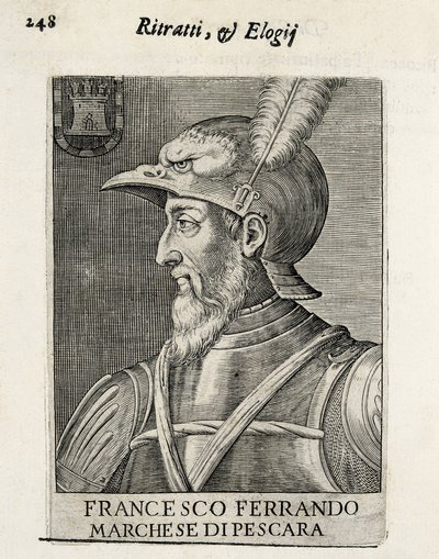 Fernando Francisco Avalos (1490-1546), Spanish General. Xylography by Artist Unknown