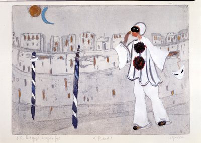 Modern Interpretation of Pierrot with Venice in Background by Artist Unknown