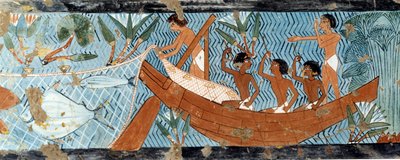 Art Egypt: Seine Fishing, Facsimile from the Tomb of Ipuy in Thebes by Artist Unknown