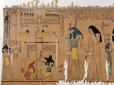 Art Egypt: The Weighing of the Soul - The Gods Anubis and Thoth, Anhai Simile College by Artist Unknown