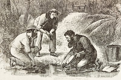 Australia (1880). The life of the gold diggers in Botany Bay (founded in 1788) (engraving) by Artist Unknown