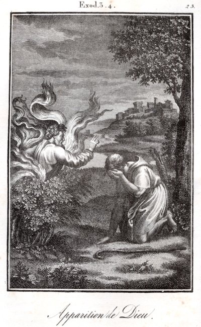Bible, Moses and the Burning Bush, God Appears to Moses from a Burning Bush by Artist Unknown