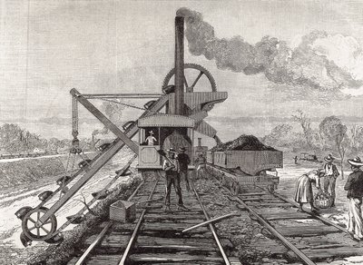 Construction of Panama Canal. Dredging Works in the Village of Culebra. Original Drawing by Meltor Prior. Image Published in The Illustrated London News. Engraving. by Artist Unknown