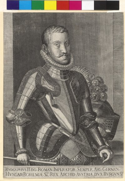 Copper engraving by Martin Rota of Emperor Rudolf II by Artist Unknown
