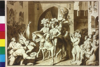 Emperor Charles V and His Brother Ferdinand I Receiving the Helmet of Fatality from Pasha Michael Oglu in Vienna by Artist Unknown