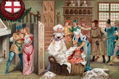 Falstaff Hidden in Linen Basket, Act II Scene 2 by Artist Unknown
