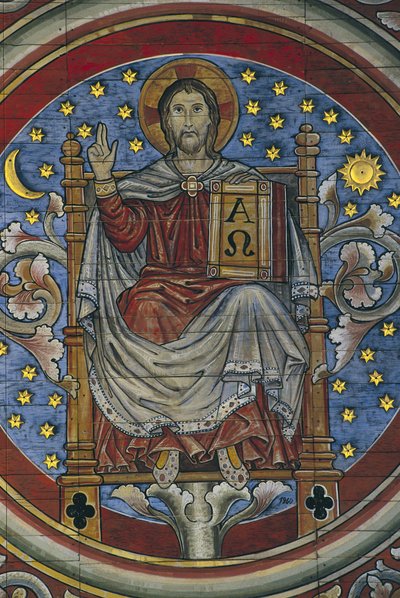 GERMANY. LOWER SAXONY. Hildesheim. Church of Sankt Michael. Christ Enthroned, (detail) from wooden ceiling (13th century). Romanesque art by Artist Unknown