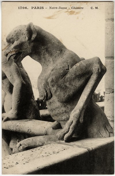 Gargoyle or Chimera of the Notre Dame Cathedral, Paris - Postcard, Selva Collection by Artist Unknown