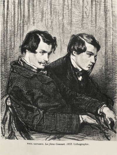 Edmond and Jules de Goncourt in a box at the theatre. 1853 by Artist Unknown