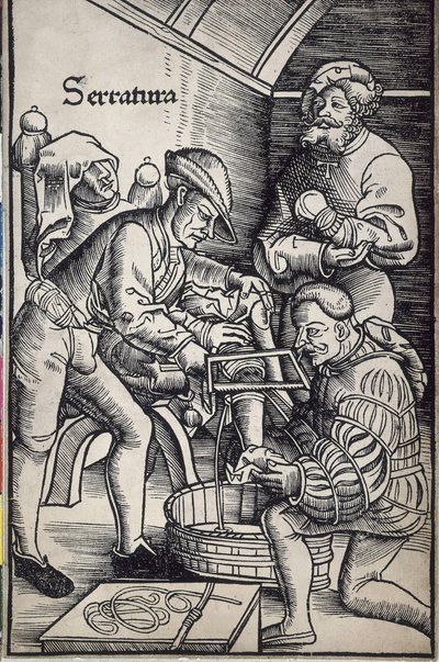 Hans von Gersdorff (1455 - 1529). German Surgeon. Amputation of a Leg. Woodcut by Hans Wechtlin for the Book 