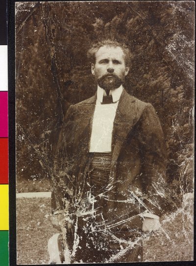 Gustav Klimt on the Lake Attersee by Artist Unknown
