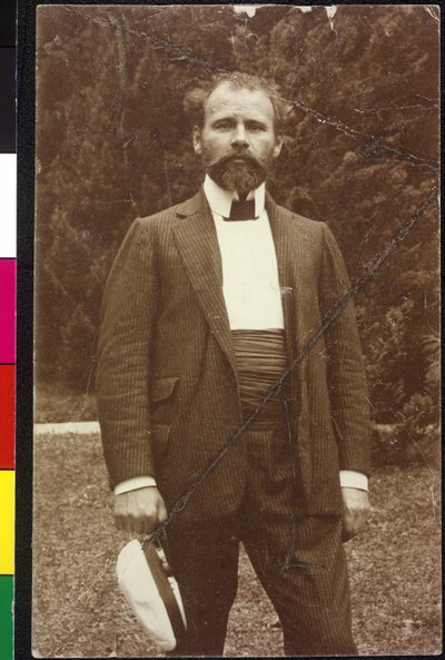 Gustav Klimt on the Lake Attersee by Artist Unknown