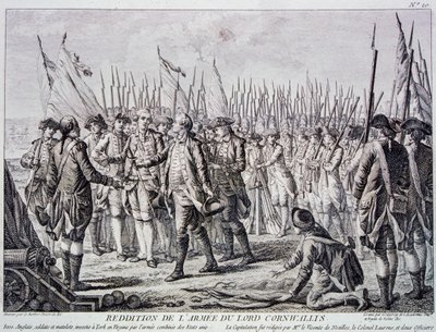 Lord Cornwallis Surrender of British Army at Yorktown (engraving) by Artist Unknown