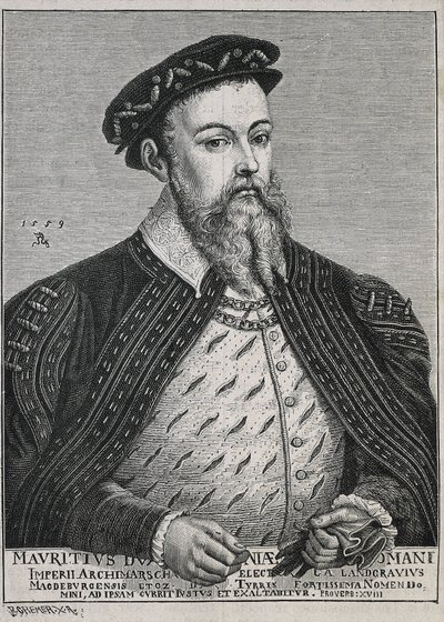 Maurice of Saxony (1521-1553). Duke (1541-47) and later Elector (1547-53) of Saxony. Protestant from 1539. Portrait based on a painting by Lucas Cranach (engraving) by Artist Unknown