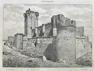 Medina del Campo. The Mota Castle. Engraving. Spain. Aragon. Zaragoza. General Military Academy by Artist Unknown