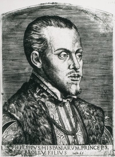 PHILIP II of Spain (1527-1598). King of Spain (1556-1598) and Portugal (1580-1598). Portrait of Philip still as prince. by Artist Unknown