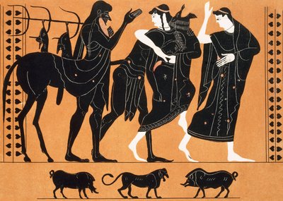 Peleus and Thetis before the centaur Chiron by Artist Unknown