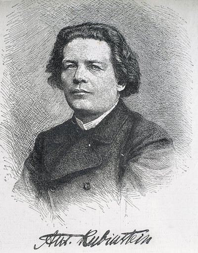 Anton Grigoryevich Rubinstein (1829-1894). Russian Composer and Pianist. Signed Portrait of Anton Rubinstein. Engraving by Artist Unknown