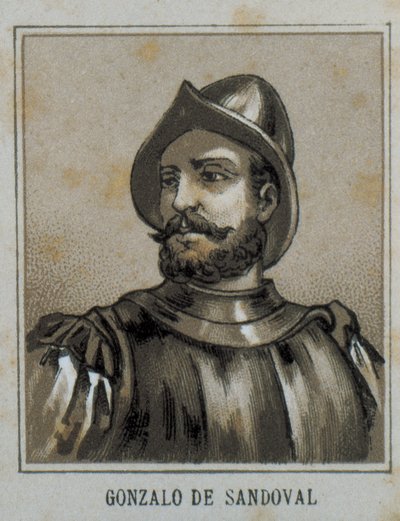 Gonzalo de Sandoval (1497-1527). Spanish Conquistador in New Spain (Mexico). Engraving by Artist Unknown