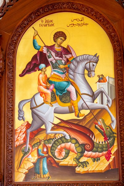 Saint George icon. Cathedral, Harissa, 2022 by Artist Unknown