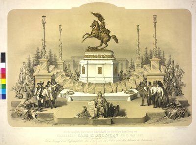 Symbol-Graphic Historical Tableau to the Ceremonious Revelation of the Archduke Carl Monument on 22nd May 1860 by Artist Unknown