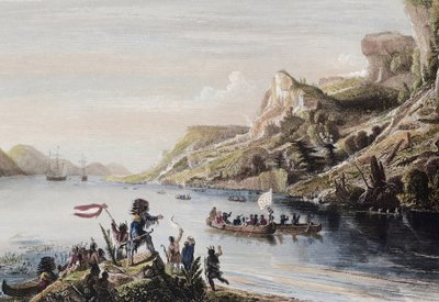 The French explorer Jacques Cartier discovered and climbed the St. Lawrence River in Canada in 1535 by Artist Unknown