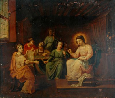 The Virgin Mary Sewing by Artist Unknown