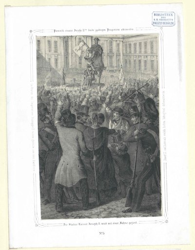The Statue of Emperor Joseph II with a Flag by Artist Unknown