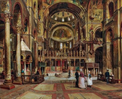 Inside the Basilica di San Marco, Venice by Arturo Ferrari