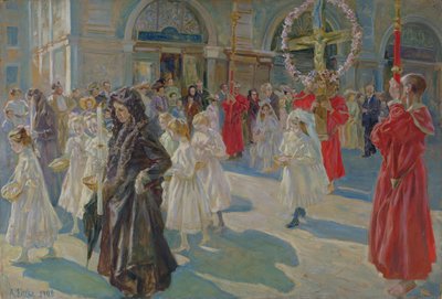 Procession of Corpus Christi in Piazza Grande in Trieste, 1908 by Arturo Fittke