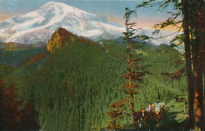 The Road at Rickseeker Point, Mount Rainier in the Distance, Washington by Asahel Curtis