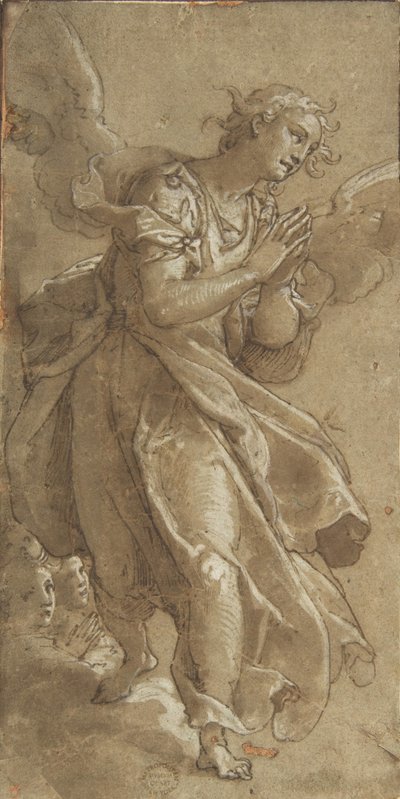 A Standing Angel and Two Cherubs by Ascribed to Federico Zuccaro.