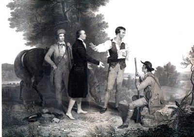 The Capture of British Spy Major John Andre (engraving) by Asher Brown (after) Durand