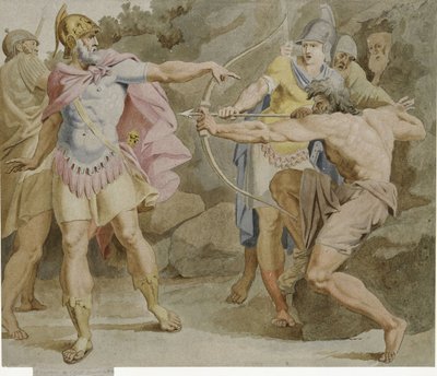 Philoctetes Aiming the Bow of Hercules at Odysseus by Asmus Jacob Carstens