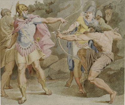 Philoctetes Aiming the Bow of Hercules at Odysseus by Asmus Jacob Carstens