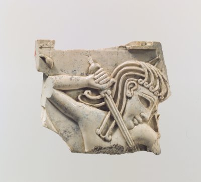 Cloisonné furniture plaque with a figure holding a sword, c.9th–8th century BC by Assyrian