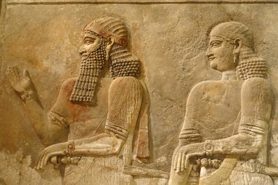 Detail of Sargon II and guard, relief from King Sargon