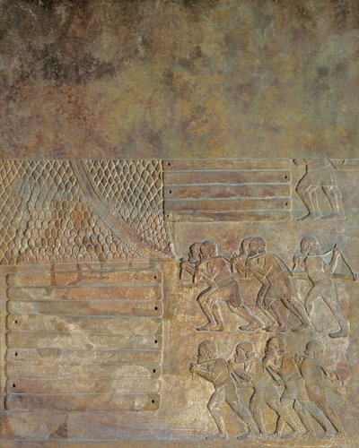 Relief Depicting the Stocking Up of Wood on the Shore Before Transportation by Sea, from the Palace of Sargon II, Khorsabad, Iraq by Assyrian