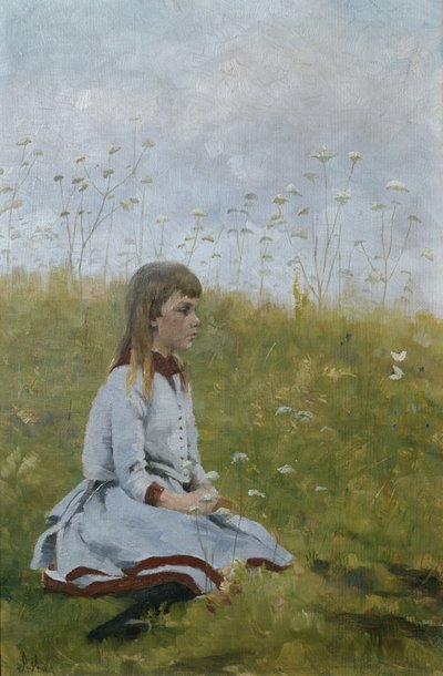 Girl in a Flower Meadow, c.1885 by Asta Nørregaard