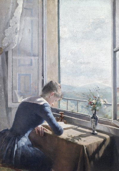 Woman Reading by an Open Window by Asta Nørregaard