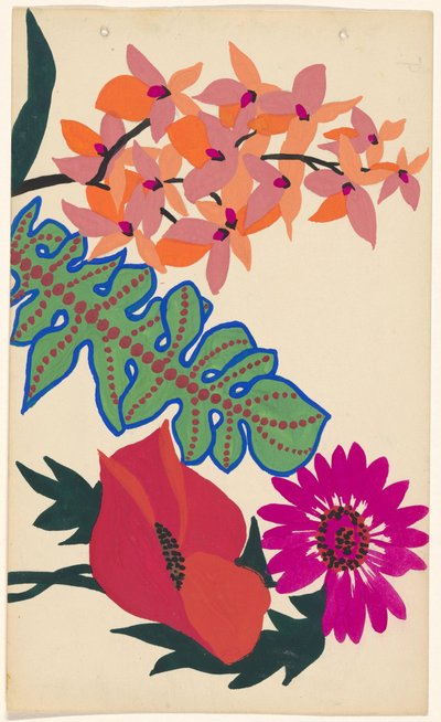 Design for Embroidery of Leaves and Flowers by Atelier Martine