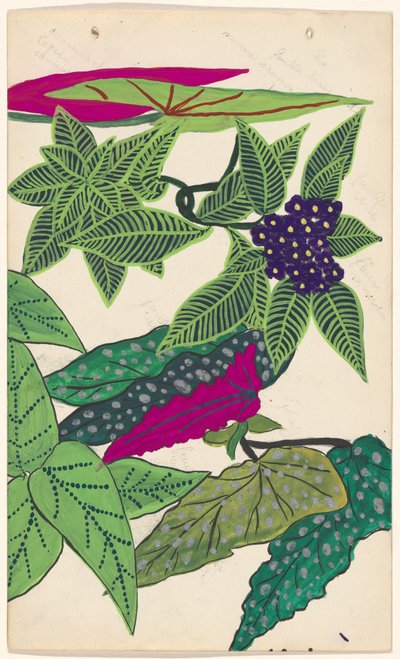 Design for Embroidery of Flowers and Leaves by Atelier Martine