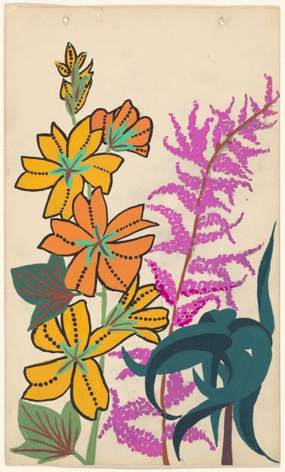 Design for Embroidery of Flower Branches and Leaves by Atelier Martine